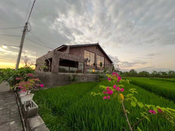 rice field view 3 bedroom villa for rent in tanah lot ra041